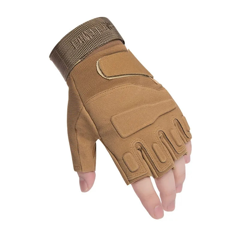 Тактические перчатки без пальцев коричневые - фото 1 - id-p1886114842