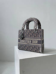 Жіноча сумка Крістіан Діор сіра Christian Dior Lady D-Lite Grey