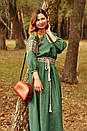 Парний комплект - чоловіча вишиванка глибокого зеленого відтінку та жіноча вишита сукня, фото 3