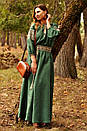 Парний комплект - чоловіча вишиванка глибокого зеленого відтінку та жіноча вишита сукня, фото 7