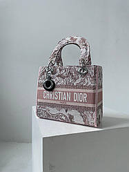 Жіноча сумка Крістіан Діор рожева Christian Dior Lady D-Lite Pink White