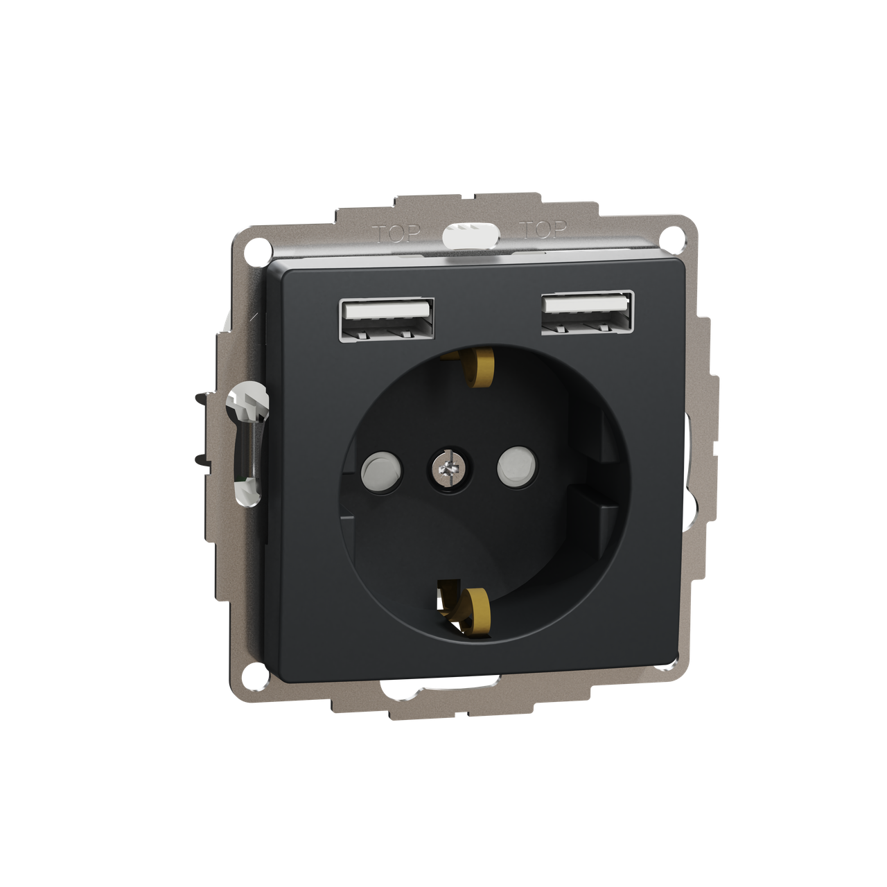 Розетка із заземленням + 2 USB тип А Чорний Sedna Design Schneider Electric SDD114052