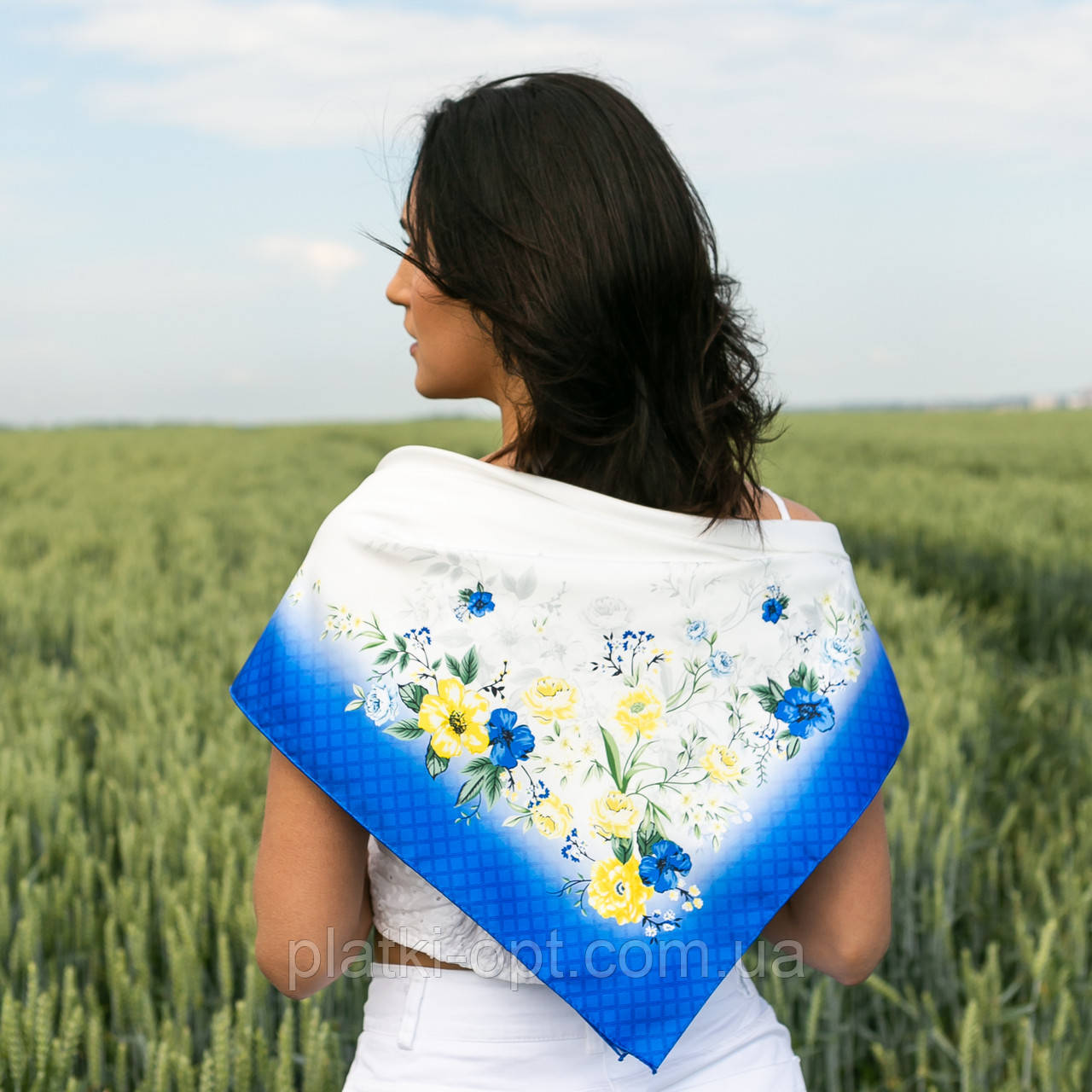 Хустка патріотична (атлас) 70х70 см., фото 1