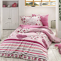 Комплект постельного белья двусторонний Hobby Poplin Bella 160x220 см розовый