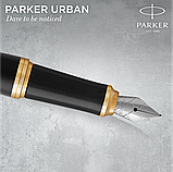 Перова ручка Parker Urban (латунь з лаковим матовим покриттям, позолота, перо F, колір корпусу чорний) 30 011, фото 8