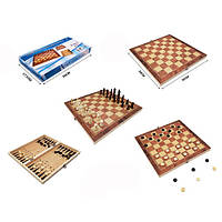 Шахматы 34-34см, деревянные, 3в1 (шашки, нарды), W6628