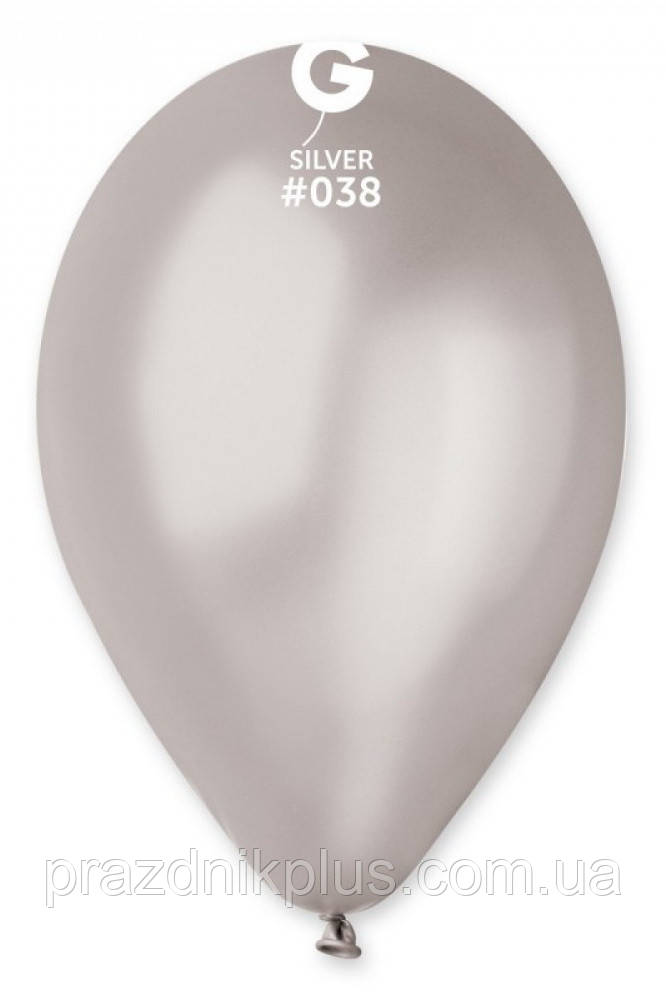 Кулі повітряні срібні 10"(25 см) металік Gemar GM90-038