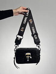 Жіноча сумка Карл Лагерфельд чорна Karl Lagerfeld Snapshot Black Croco