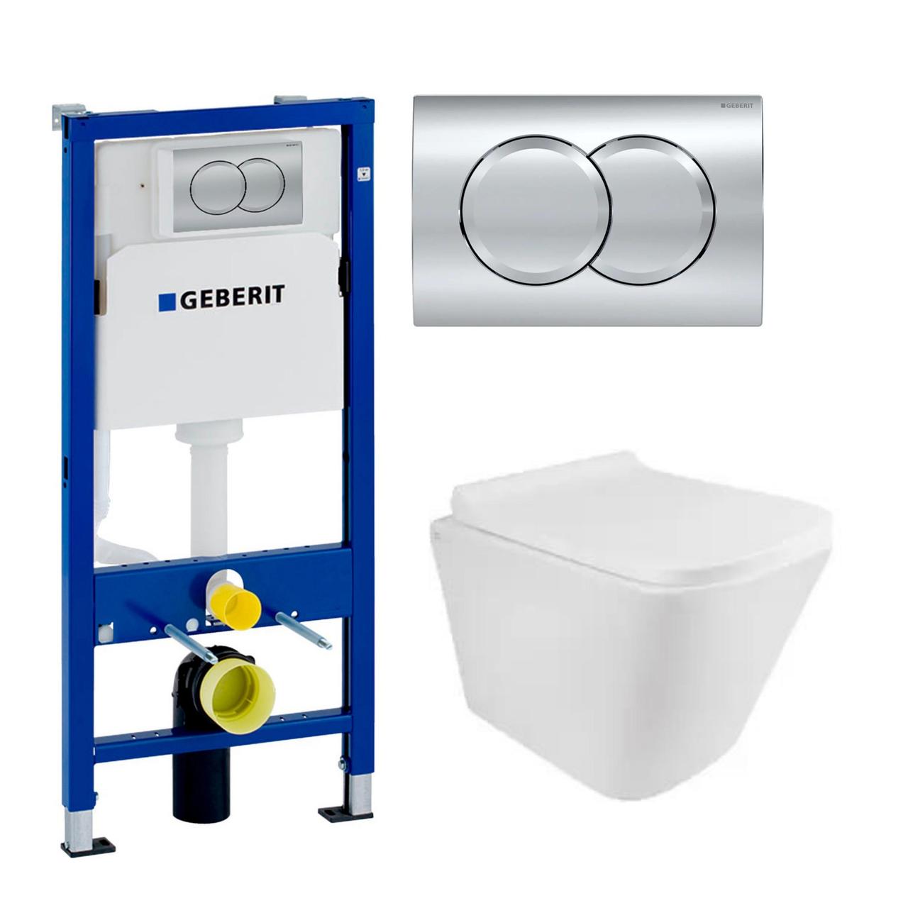 Комплект 5в1: Інсталяція Geberit із клавішею+ Підвісний безобідковий унітаз Tern