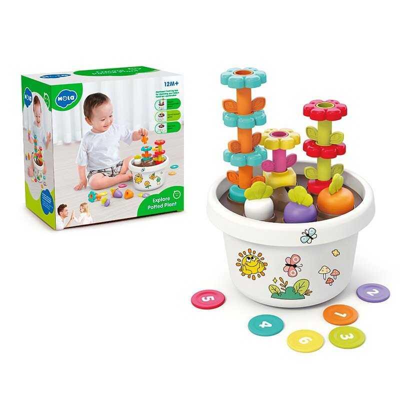Іграшка розвиваюча сортер Горщик з квітами Hola, HE795800
