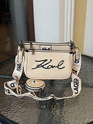 Жіноча сумка Карл Лагерфельд бежева Karl Lagerfeld Pochette Cream