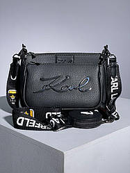 Жіноча сумка Карл Лагерфельд чорна Karl Lagerfeld Pochette Metal Black