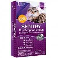 Капли от блох и клещей Sentry PurrScriptions Plus для котов больше 2.2 кг 6 шт цена за 1 шт 21117