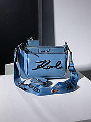Жіноча сумка Карл Лагерфельд синя Karl Lagerfeld Pochette Blue