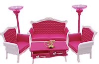 Вітальня для ляльок Барбі меблі лялькові диван 2 крісла стіл торшери Gloria