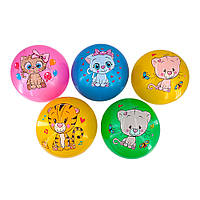 Мяч детский игровой 9" коты 5 цветов, 5 рисунков, 60г, BT-PB-0192