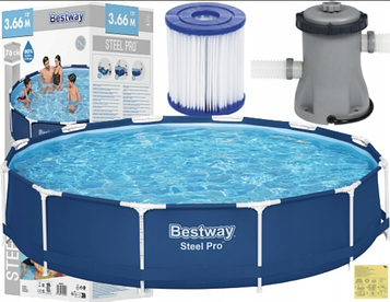 Каркасний басейн 366х76  Bestway STEEL PRO з фільтром та насосом 56679