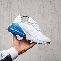 Мужские летние кроссовки Nike Air Max 270 (белые с голубым) светлые спортивные кроссы на лето 2343 vkross
