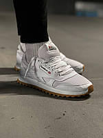 Мужские кроссовки Reebok Classic White (белые) удобные городские демисезонные кроссы RB001 cross
