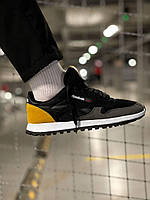 Мужские кроссовки Reebok Classic Black Yellow (чёрные с серым и жёлтым) модные цветные яркие кроссы RB002