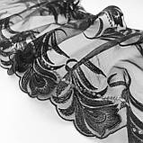 Ажурне мереживо вишивка на сітці: чорна і срібляста нитки на чорній сітці, ширина 20,5 см, фото 4