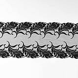 Ажурне мереживо вишивка на сітці: чорна і срібляста нитки на чорній сітці, ширина 20,5 см, фото 7