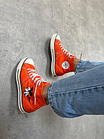 Женские кеды эксклюзивные с вышивкой (оранжевые) с Микки Маусом красивая молодежная обувь Китай ART/3224 тренд