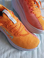 Женские кроссовки Hoka Carbon X3 Yellow (оранжевые с розовым) красивые легкие городские кроссы КД238 vkross