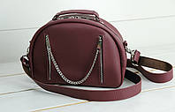 Женская кожаная сумка Грета, натуральная кожа Grand, тиснение "соты", цвет бордо