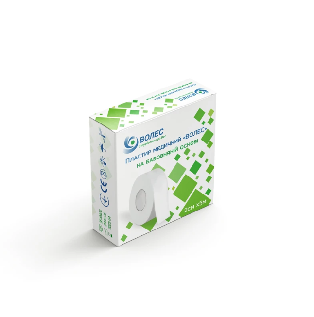 Пластир медичний на бавовняній основі 2 см х 5 м, "ВОЛЕС"