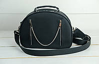 Женская кожаная сумка Грета, натуральная кожа Grand, тиснение "соты", цвет черный
