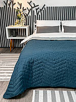 Покрывало ArCloud 200*220 стеганое двухцветное, 3795_zigzag_grey+indian_teal