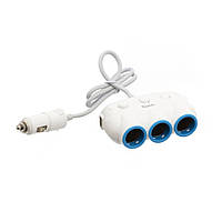 Разветвитель прикуривателя Hoco - C1 (3 in 1) (2 USB) (3.1A) White