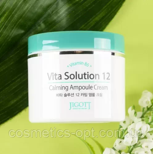 Заспокійливий крем для обличчя з вітаміном В5 Jigott Vita Solution 12 Calming Ampoule Cream, 100 мл, фото 1