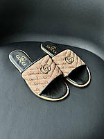 Женские шлепанцы Gucci Slides black/brown (коричневые) стильные повседневные летние шлепки art447 vkross