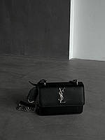 Женская подарочная сумка клатч Yves Saint Laurent YSL Sunset Black Grey (черная) AS290 стильная для девушки