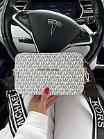 Женская сумка клатч Michael Kors White (белая) BONO85921 красивая сумочка на длинном ремне Мишель Корс vkross
