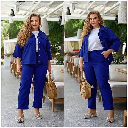 Легкий жіночий костюм-трійка, тканина "Льон" 50, 52, 54, 56 розмір 50, фото 1