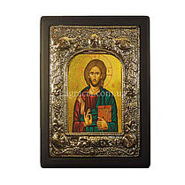 Ікона у сріблі вінчальна пара Ісус Христос та Божа Матір Казанська 18 Х 22,5 см, фото 3