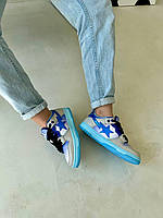 Женские кроссовки Nike bape (голубые с серым) низкие яркие молодежные очень красиые кроссы Ar20584 vkross