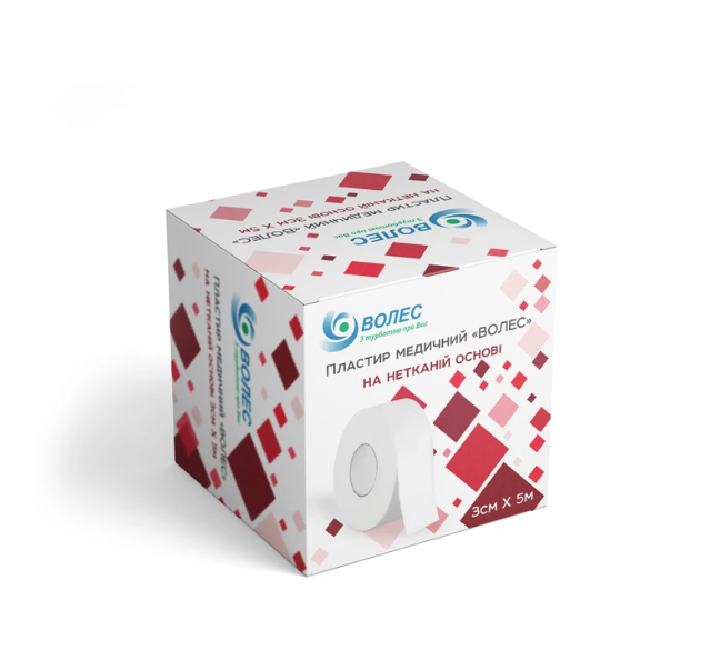 Пластир медичний на нетканій основі 3 см х 5 м, "ВОЛЕС"