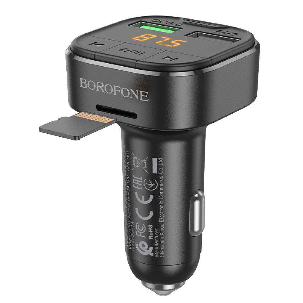 Модулятор Borofone BC43 Flash QC3.0 car BT FM transmitter Цвет Чёрный - фото 2 - id-p1886190057