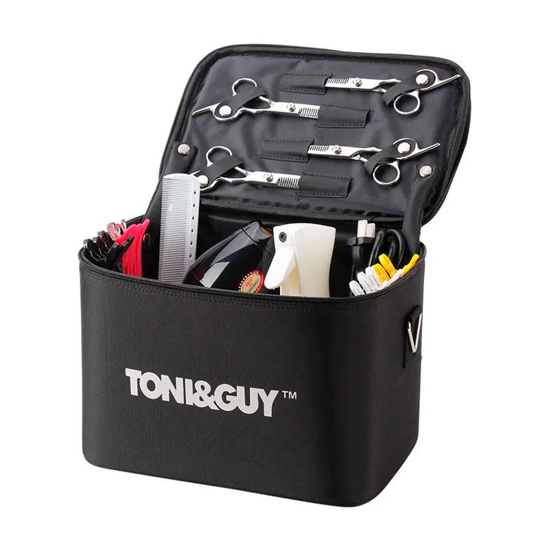 Сумка-чемодан TONI&GUY для майстра манікюру, перукаря, візажиста тканинна чорна розмір L 40х28х23 см