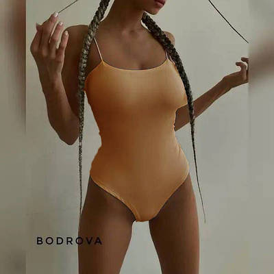 Літнє боді жіноче з тонкими бретелями, бежеве 40, 44