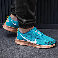 Мужские кроссовки Nike Zoom Pegasus Trail 3 (голубые с бежевым) крутые повседневные кроссы 2344 vkross