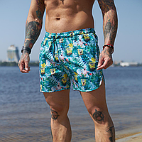 Мужские короткие шорты пляжные для аквапарка купания и плавания с принтом быстросохнущие губка