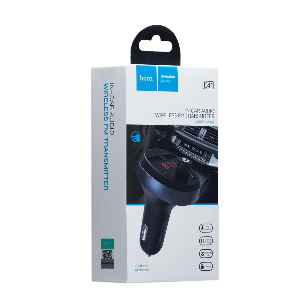 Модулятор Hoco E41 Wireless FM Transmitter Цвет Чёрный - фото 2 - id-p1886209586