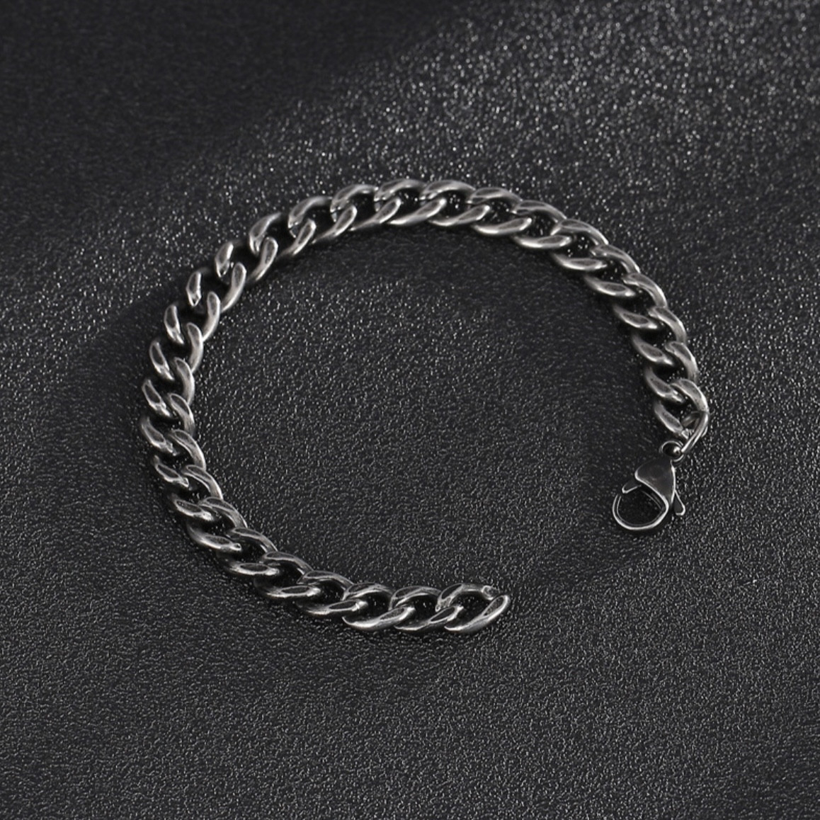 Чоловічий браслет ланцюжок на руку в чорному кольорі 21 см, фото 1