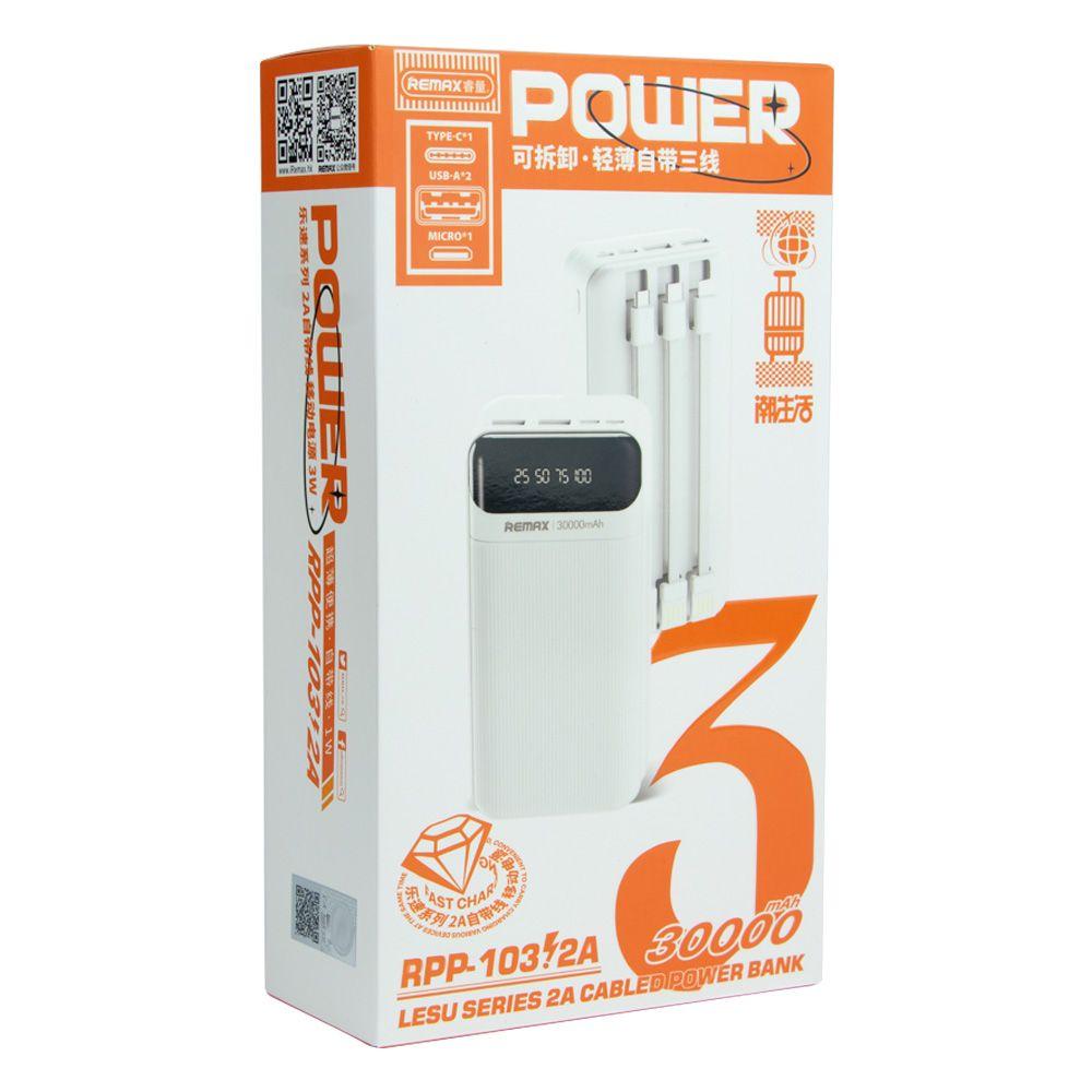 Power Bank Remax RPP-103 Lesu Series 30000 mAh Цвет Белый - фото 2 - id-p1886183336