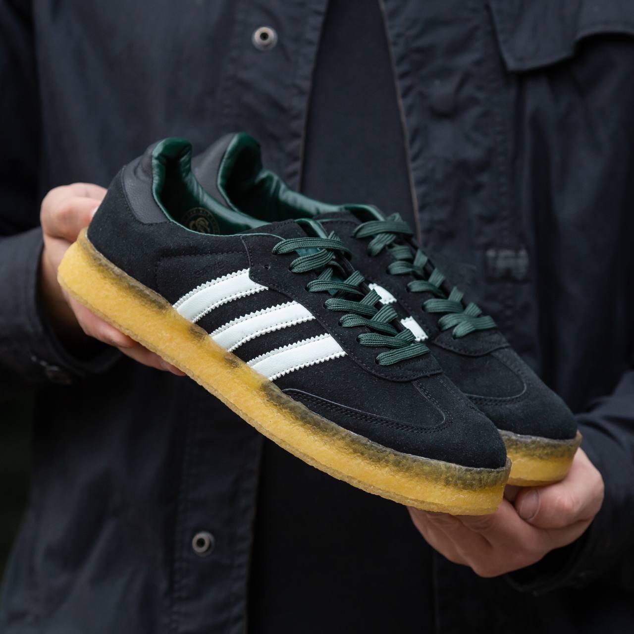 Чоловічі кросівки Adidas Samba Black (чорні) модні низькі кеди на товстій підошві 1354 Адідас топ